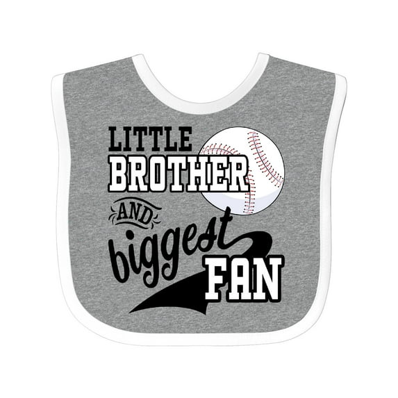 Inktastic Little Brother and Biggest Fan Baseball Family Fan Boys or Girls Baby Bib