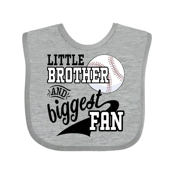 Inktastic Little Brother and Biggest Fan Baseball Family Fan Boys or Girls Baby Bib