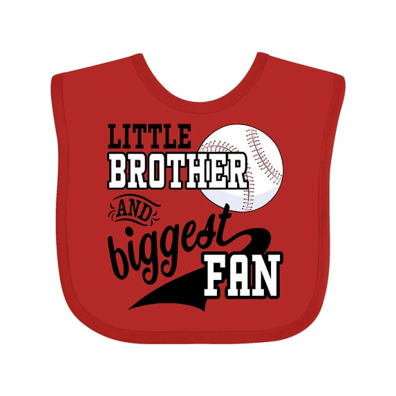 Inktastic Little Brother and Biggest Fan Baseball Family Fan Boys or Girls Baby Bib