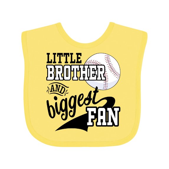 Inktastic Little Brother and Biggest Fan Baseball Family Fan Boys or Girls Baby Bib