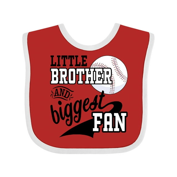 Inktastic Little Brother and Biggest Fan Baseball Family Fan Boys or Girls Baby Bib