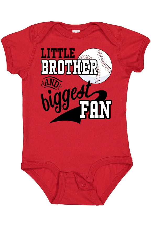 Little Brother and Biggest Fan Baseball Family Fan Boys or Girls Baby Bodysuit