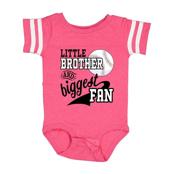 Inktastic Little Brother and Biggest Fan Baseball Family Fan Boys or Girls Baby Bodysuit