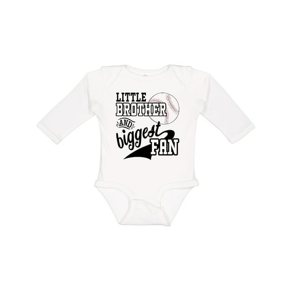 Inktastic Little Brother and Biggest Fan Baseball Family Fan Boys or Girls Long Sleeve Baby Bodysuit