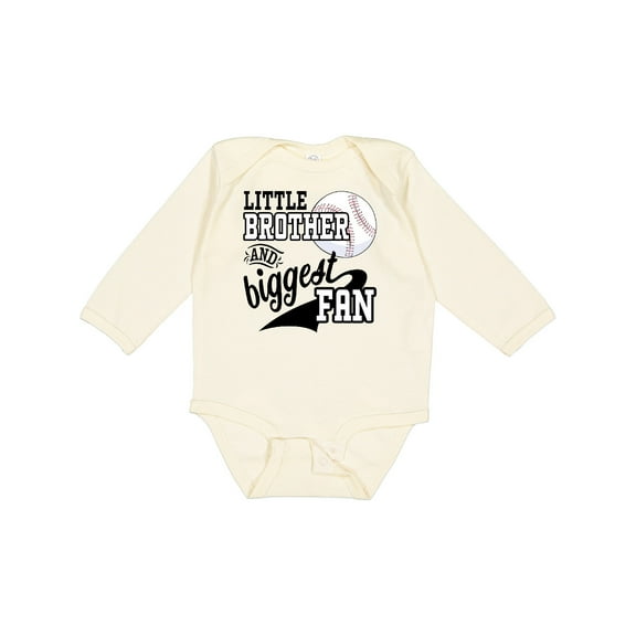 Inktastic Little Brother and Biggest Fan Baseball Family Fan Boys or Girls Long Sleeve Baby Bodysuit