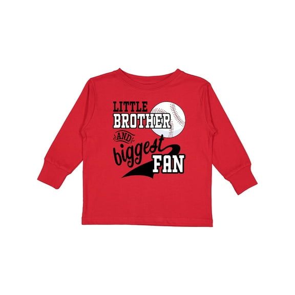 Inktastic Little Brother and Biggest Fan Baseball Family Fan Boys or Girls Long Sleeve Toddler T-Shirt