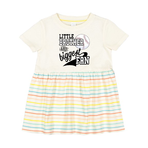Inktastic Little Brother and Biggest Fan Baseball Family Fan Girls Baby Dress