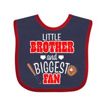 Inktastic Little Brother and Biggest Fan- Baseball Glove and Bat Boys Baby Bib