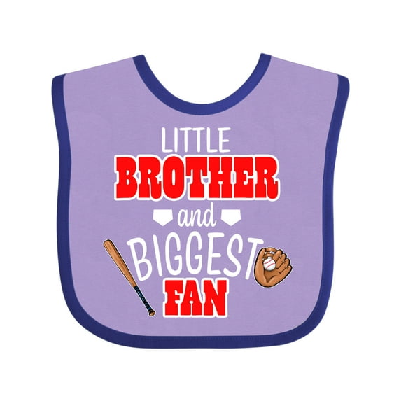 Inktastic Little Brother and Biggest Fan- Baseball Glove and Bat Boys Baby Bib