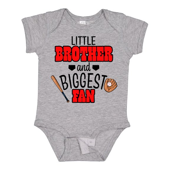 Inktastic Little Brother and Biggest Fan Baseball Glove and Bat Boys Baby Bodysuit