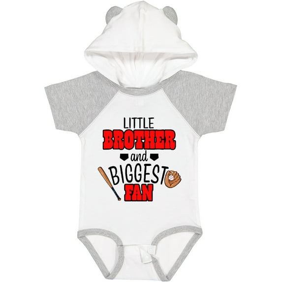 Inktastic Little Brother and Biggest Fan Baseball Glove and Bat Boys Baby Bodysuit