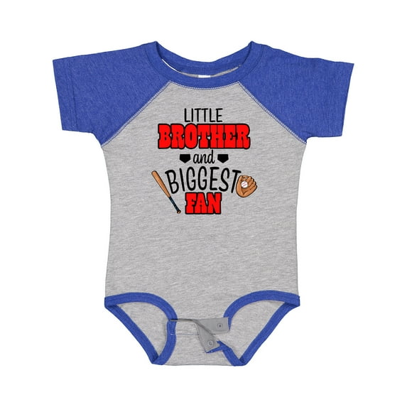 Inktastic Little Brother and Biggest Fan Baseball Glove and Bat Boys Baby Bodysuit
