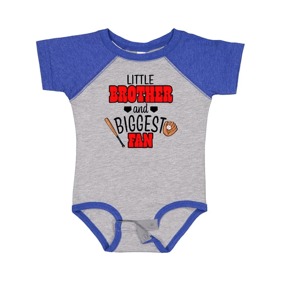 Inktastic Little Brother and Biggest Fan Baseball Glove and Bat Boys Baby Bodysuit