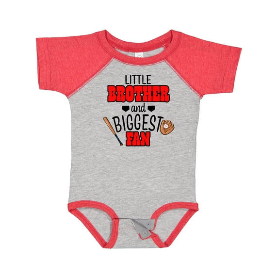 Inktastic Little Brother and Biggest Fan Baseball Glove and Bat Boys Baby Bodysuit