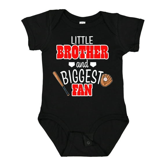 Inktastic Little Brother and Biggest Fan- Baseball Glove and Bat Boys Baby Bodysuit