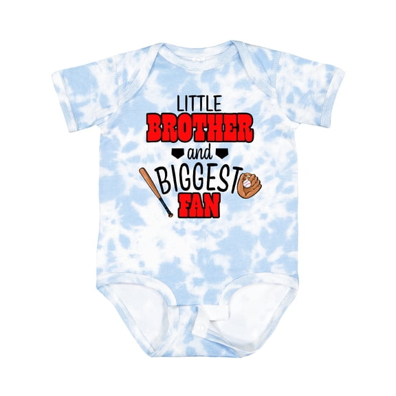 Inktastic Little Brother and Biggest Fan Baseball Glove and Bat Boys Baby Bodysuit