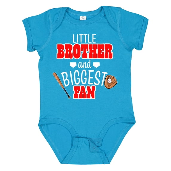 Inktastic Little Brother and Biggest Fan- Baseball Glove and Bat Boys Baby Bodysuit