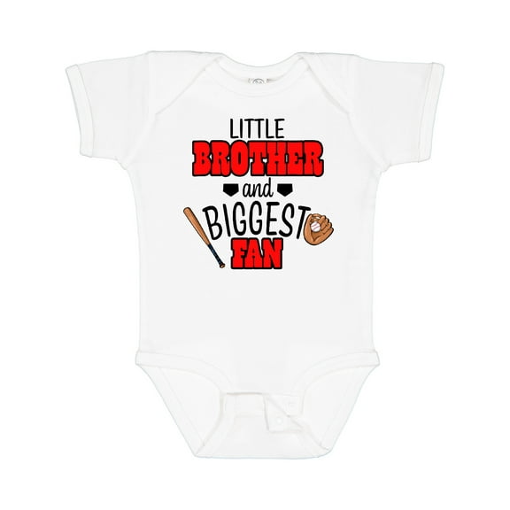 Inktastic Little Brother and Biggest Fan Baseball Glove and Bat Boys Baby Bodysuit