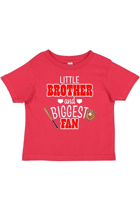 Little Brother and Biggest Fan Baseball Glove and Bat Boys Baby T-Shirt