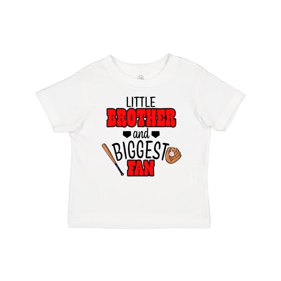 Inktastic Little Brother and Biggest Fan Baseball Glove and Bat Boys Baby T-Shirt