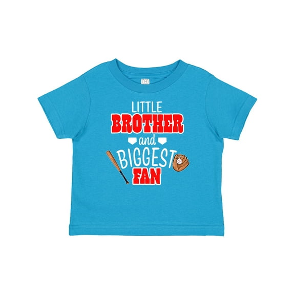 Inktastic Little Brother and Biggest Fan Baseball Glove and Bat Boys Baby T-Shirt