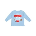 thumbnail image 1 of Inktastic Little Brother and Biggest Fan Baseball Glove and Bat Boys Long Sleeve Toddler T-Shirt, 1 of 5