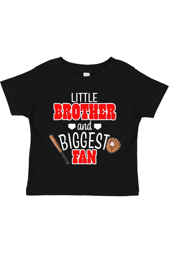 Little Brother and Biggest Fan- Baseball Glove and Bat Boys Toddler T-Shirt