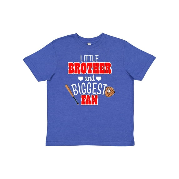 Inktastic Little Brother and Biggest Fan- Baseball Glove and Bat Youth T-Shirt