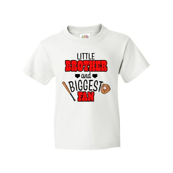 Inktastic Little Brother and Biggest Fan Baseball Glove and Bat Youth T-Shirt