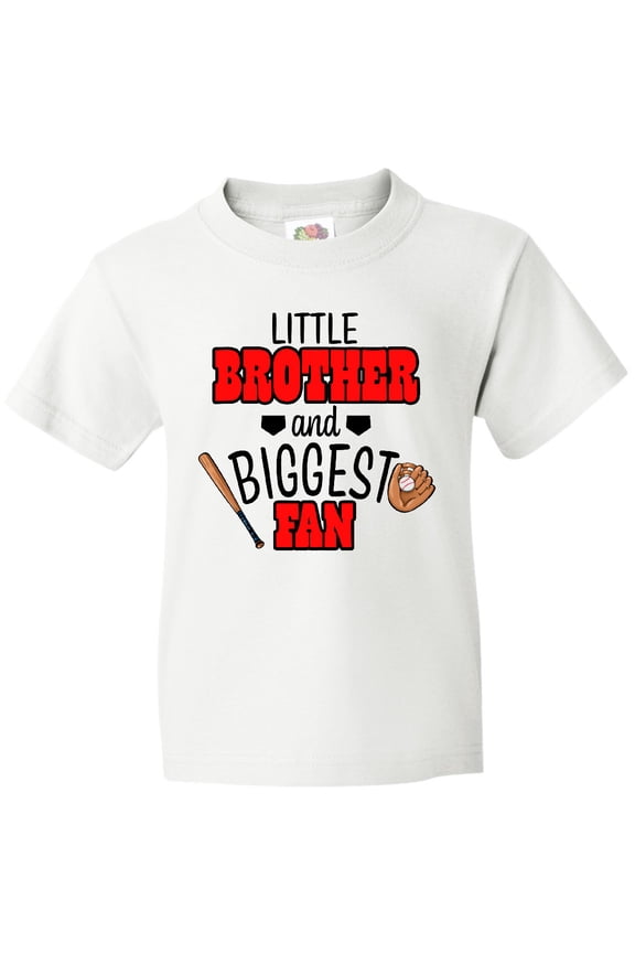 Little Brother and Biggest Fan Baseball Glove and Bat Youth T-Shirt