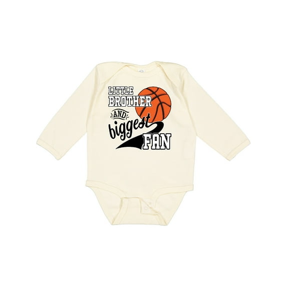 Inktastic Little Brother and Biggest Fan Basketball Player Boys Long Sleeve Baby Bodysuit