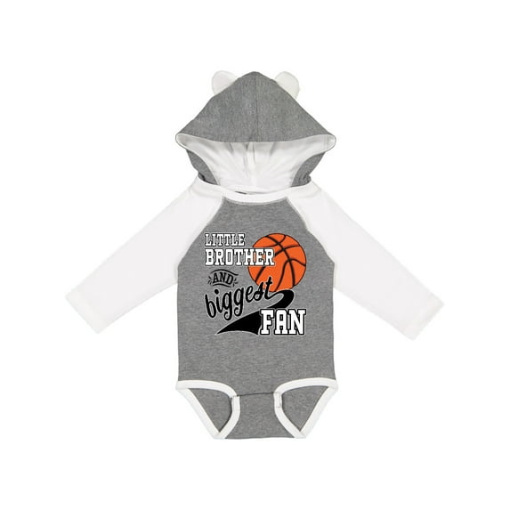 Inktastic Little Brother and Biggest Fan Basketball Player Boys Long Sleeve Baby Bodysuit