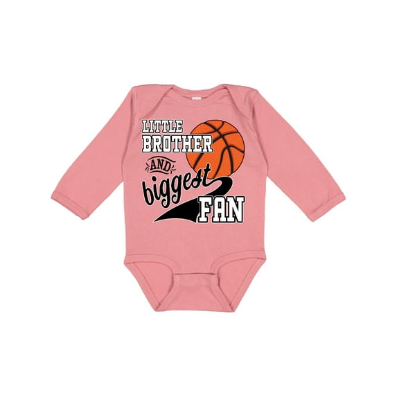 Inktastic Little Brother and Biggest Fan Basketball Player Boys Long Sleeve Baby Bodysuit