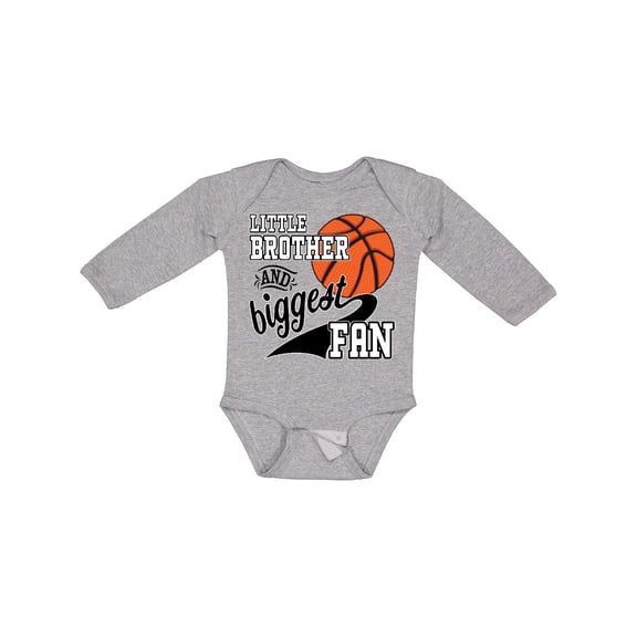 Inktastic Little Brother and Biggest Fan Basketball Player Boys Long Sleeve Baby Bodysuit