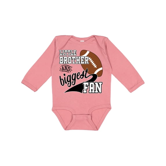 Inktastic Little Brother and Biggest Fan Football Player Boys Long Sleeve Baby Bodysuit
