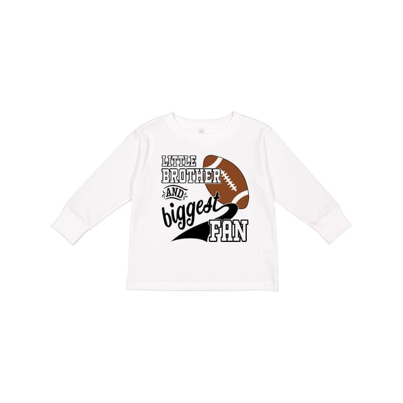 Inktastic Little Brother and Biggest Fan- Football Player Boys Long Sleeve Toddler T-Shirt