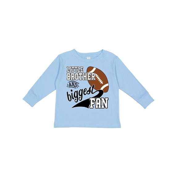 Inktastic Little Brother and Biggest Fan- Football Player Boys Long Sleeve Toddler T-Shirt