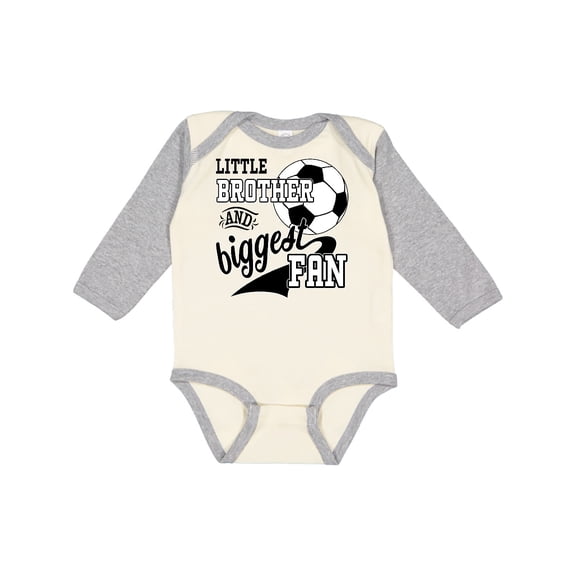 Inktastic Little Brother and Biggest Fan Soccer Player Boys Long Sleeve Baby Bodysuit