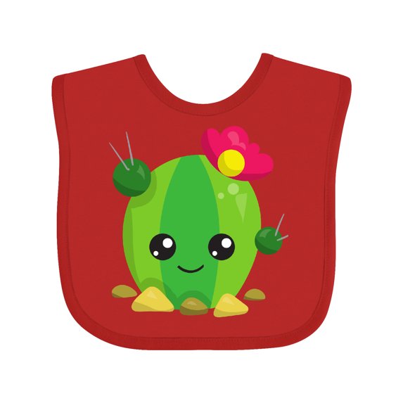 Inktastic Little Cactus, Cactus With Flowers, Smiling Cactus Girls Baby Bib