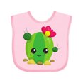 thumbnail image 1 of Inktastic Little Cactus, Cactus With Flowers, Smiling Cactus Girls Baby Bib, 1 of 4