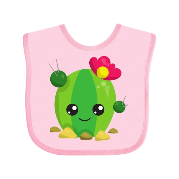 Inktastic Little Cactus, Cactus With Flowers, Smiling Cactus Girls Baby Bib