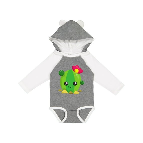 Inktastic Little Cactus, Cactus With Flowers, Smiling Cactus Girls Long Sleeve Baby Bodysuit