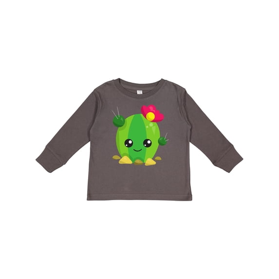 Inktastic Little Cactus, Cactus With Flowers, Smiling Cactus Girls Long Sleeve Toddler T-Shirt