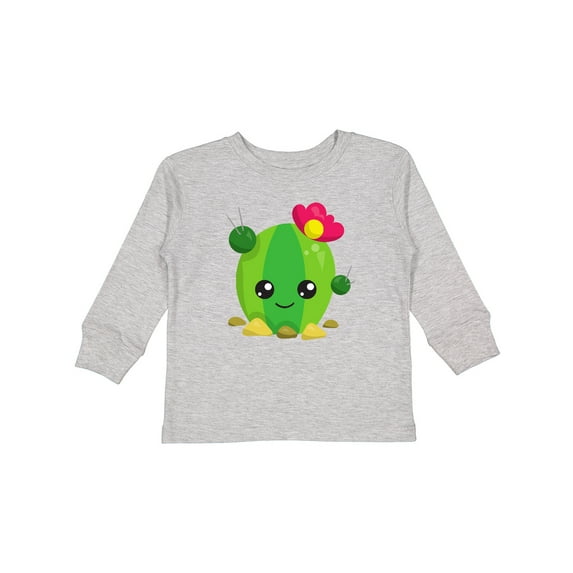 Inktastic Little Cactus, Cactus With Flowers, Smiling Cactus Girls Long Sleeve Toddler T-Shirt