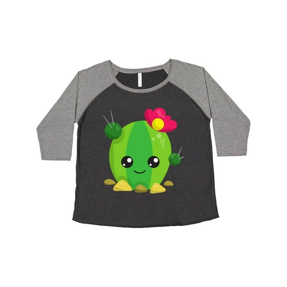 Inktastic Little Cactus, Cactus With Flowers, Smiling Cactus Women's Plus Size T-Shirt