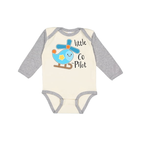 Inktastic Little Co-Pilot- Cute Helicopter Boys or Girls Long Sleeve Baby Bodysuit