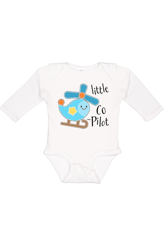 Little Co-Pilot- Cute Helicopter Boys or Girls Long Sleeve Baby Bodysuit