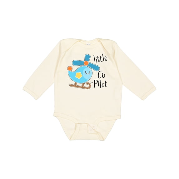 Inktastic Little Co-Pilot- Cute Helicopter Boys or Girls Long Sleeve Baby Bodysuit