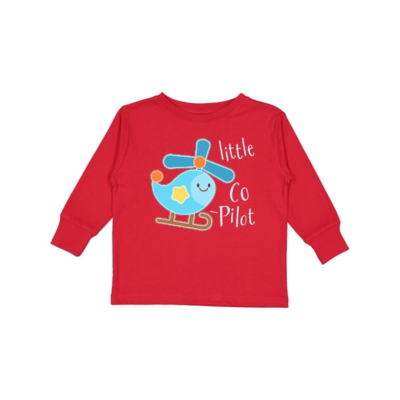 Inktastic Little Co-Pilot- cute helicopter Boys or Girls Long Sleeve Toddler T-Shirt