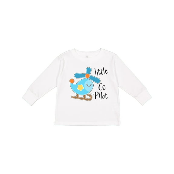 Inktastic Little Co-Pilot- cute helicopter Boys or Girls Long Sleeve Toddler T-Shirt